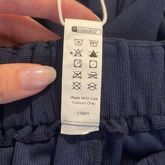 NEW Halara Flex High Waist Wide Leg Waffle Work Pants Navy Blue Small Petite - Picture 6 of 14